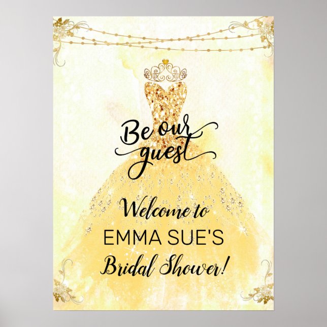 Vår gäst Prinsessa Bröllopsdusch Välkomstskylt Poster (Framsidan)