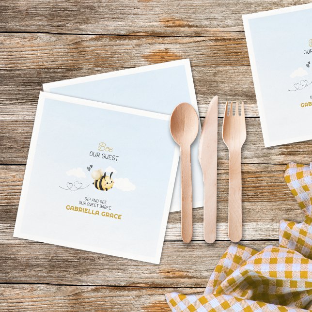 Vår gäst - Sipp och se  Pappersservett (Bee Theme Sip and See Napkin )