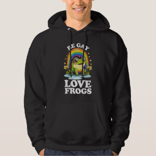 Var Gay Älska Grodor Roligt HBTQ Pride Regnbåge Re Hoodie