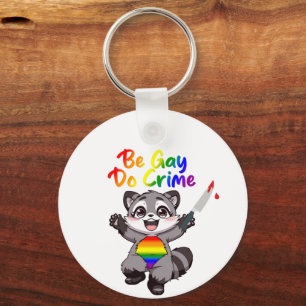 Var Gay Gör Brott LGBTQ+ Pride Tvättbjörn Nyckelring