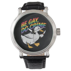 Var Gay Gör Brott Rolig Gås Regnbåge Stolthet LGBT Armbandsur