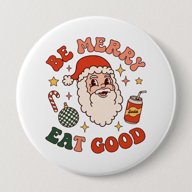 Var glad ät god jul tomte läsk sockerdrickor godis knapp (Framsida)