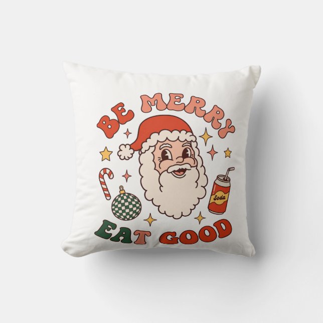 Var Glad Ät Gott Jul Tomte Läsk Godisstav Kudde (Framsida)