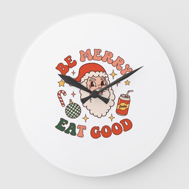 Var Glad Ät Gott Jul Tomte Läsk Pepparkaka Stor Klocka (Framsida)