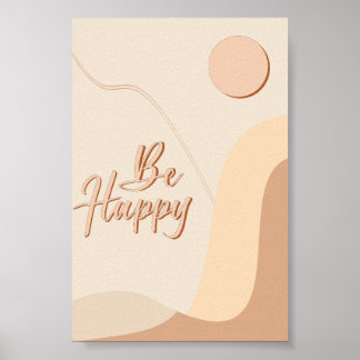 Var Glad Boho Citat Neutral Typografi Tryck