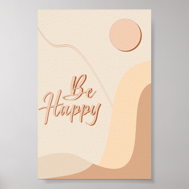Var Glad Boho Citat Neutral Typografi Tryck (Framsidan)
