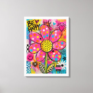 Var Glad Färgrik Blomma Popkonst Canvastryck