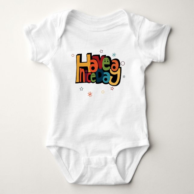 "Var Glad" Färgrik Typografi Söt Bebis Bodysuit T Shirt (Framsida)