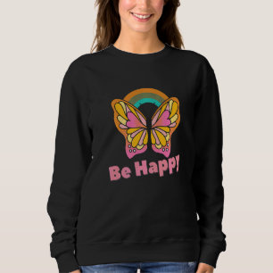 Var Glad Fjäril Hippie Fredstecken Yoga Hippies T Shirt