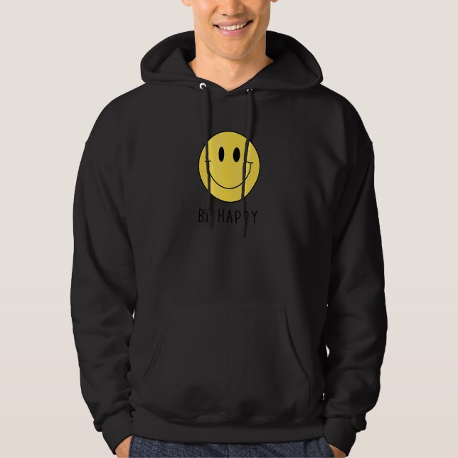 Var Glad Gul Leende Ansikte   Sött Leende Ansikte  Hoodie (Framsida)