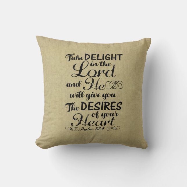 Var glad i Lord Psalm 37 4 Bible Verse Kudde (Framsida)