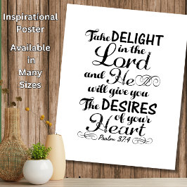 Var glad i Lord Psalm 37 4 Bible Verse Poster