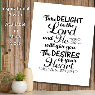 Var glad i Lord Psalm 37 4 Bible Verse Poster