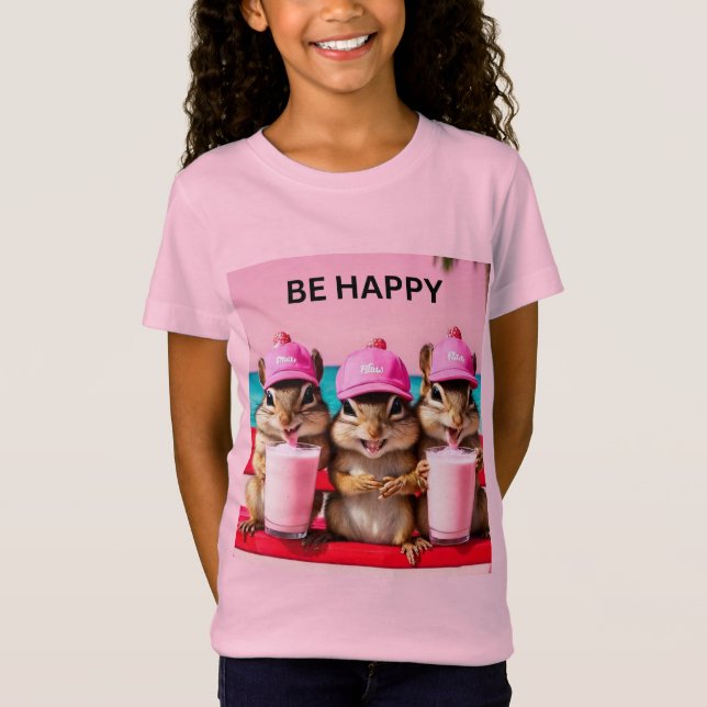 Var glad jordekorrar med jordgubbsshakes t shirt (Framsida)