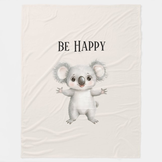 Var Glad Koala Björn Fleecefilt (Framsidan)