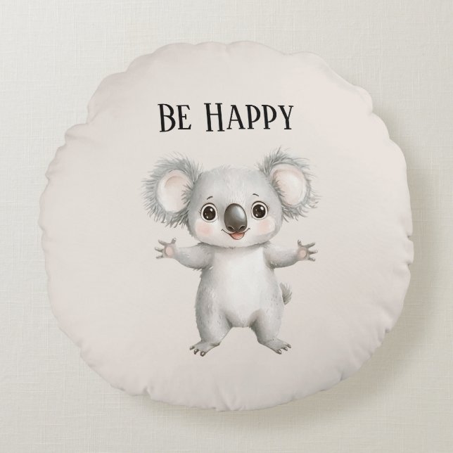 Var Glad Koala Björn Rund Kudde (Framsidan)