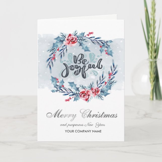 Var glad, kransa blommor God Jul Helgkort (Framsida)