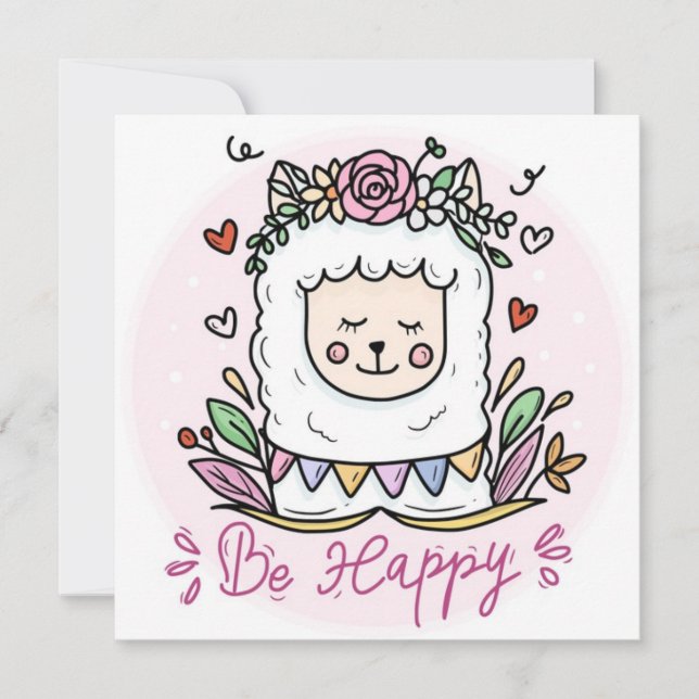 Var Glad Lama Julkort (Framsida)