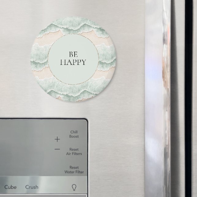 Var Glad Mint Cirkel Strand Aqua Vågor Magnet (In Situ (Fridge))