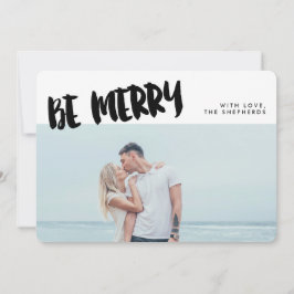 Var glad Penseel Skript Jul Fotokort Julkort