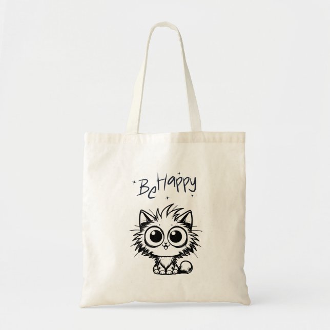 Var Glad Söt Katt Totebag Tygkasse (Framsidan)