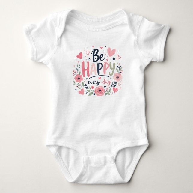  Var Glad Varje Dag Blommig Barn Typografi Design  T Shirt (Framsida)