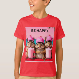 var glada jordekorrar med jordgubbsmilkshakes t shirt