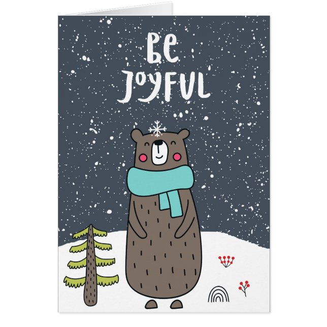 Var Glatt, Cute Bear Illustration, jul Hälsningskort (Framsidan)
