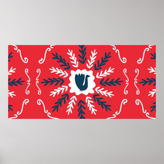 Vår, God jul folk doodle art square til Poster (Framsidan)