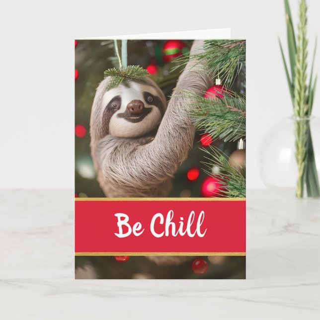 Var god jul med Sloth i Träd Kort (Framsida)