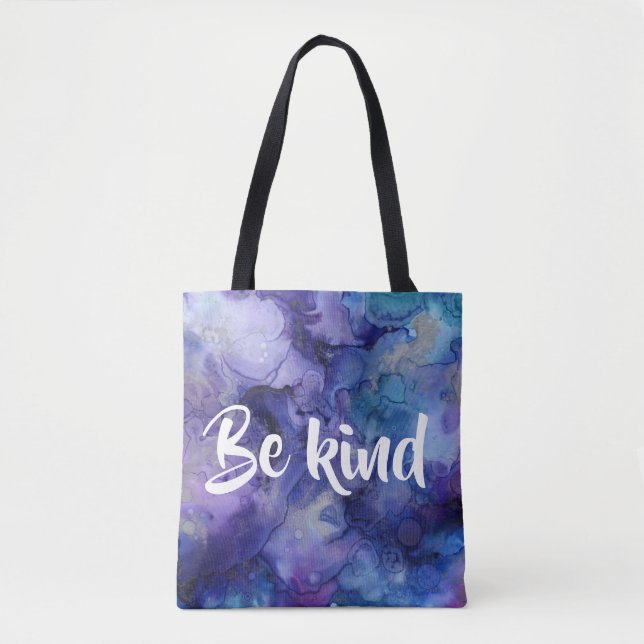 Var god Lila Vattenfärgspåse i väskan Tygkasse (Framsida)