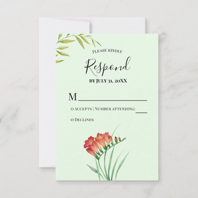 Var god svara Vattenfärg Orange Crocosmia Lucifer OSA Kort (Framsida)