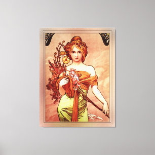 Vår Golden Beauty av Alphonse Mucha Canvastryck