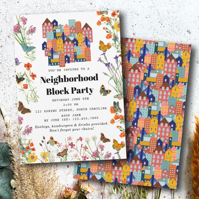 Vår grannskaps BBQ-blockfest Inbjudningar (Spring Neighborhood BBQ Block Party Invitation)