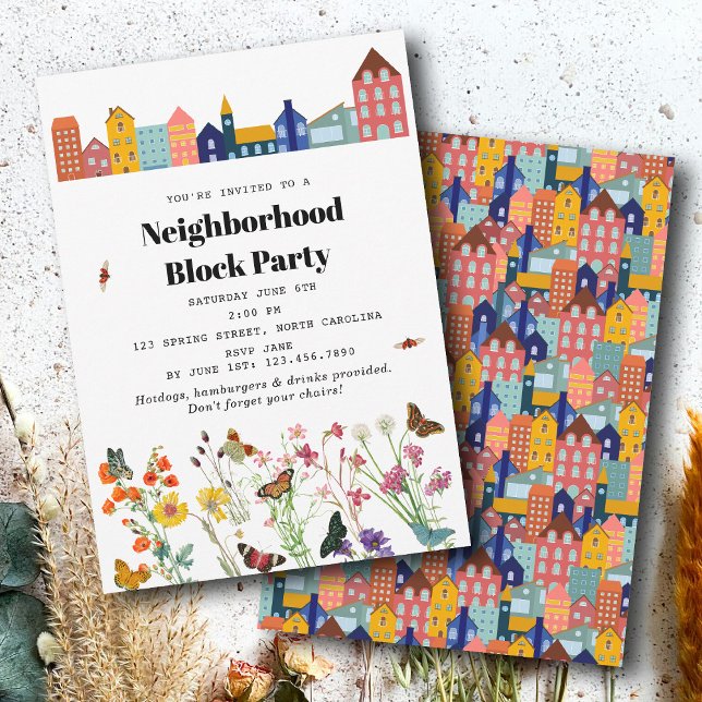 Vår grannskaps BBQ-blockfest Inbjudningar (Spring Neighborhood BBQ Block Party Invitation)