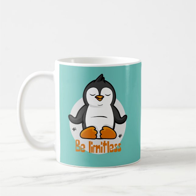 Var gränslös Kawaii Funny Penguin Doing Yoga Poses Kaffemugg (Vänster)