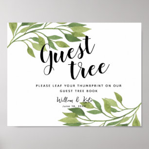 vår greenery bröllop guestbook Träd SIGN Poster