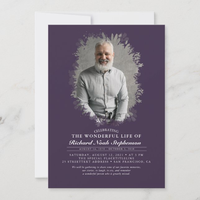 Vår Greenery Foliage Silhouette Funeral Photo I Inbjudningar (Framsida)