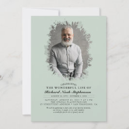 Vår Greenery Foliage Silhouette Funeral Photo I Inbjudningar