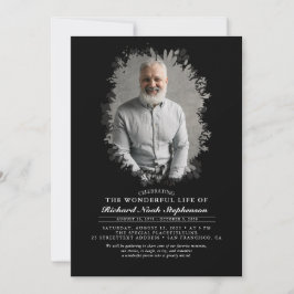 Vår Greenery Foliage Silhouette Funeral Photo I Inbjudningar