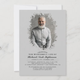 Vår Greenery Foliage Silhouette Funeral Photo Inbjudningar