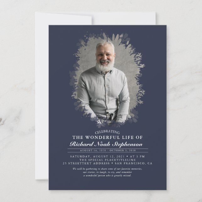 Vår Greenery Foliage Silhouette Funeral Photo Inbjudningar (Framsida)