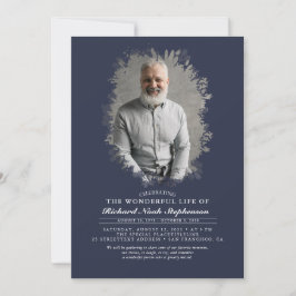 Vår Greenery Foliage Silhouette Funeral Photo Inbjudningar