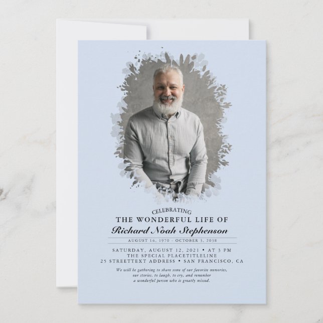 Vår Greenery Foliage Silhouette Funeral Photo Inbjudningar (Framsida)