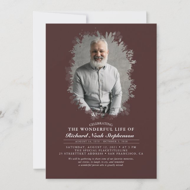 Vår Greenery Foliage Silhouette Funeral Photo Inbjudningar (Framsida)