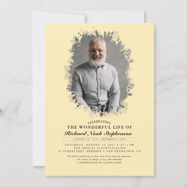 Vår Greenery Foliage Silhouette Funeral Photo Inbjudningar (Framsida)