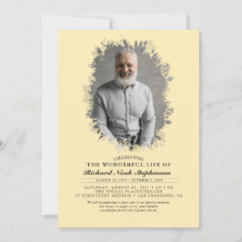 Vår Greenery Foliage Silhouette Funeral Photo Inbjudningar