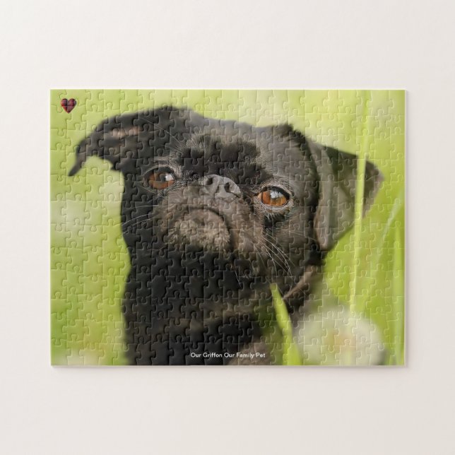 Vår Griffon Hund vår familjepet Jigszle Puzzle Pussel (Horisontell)