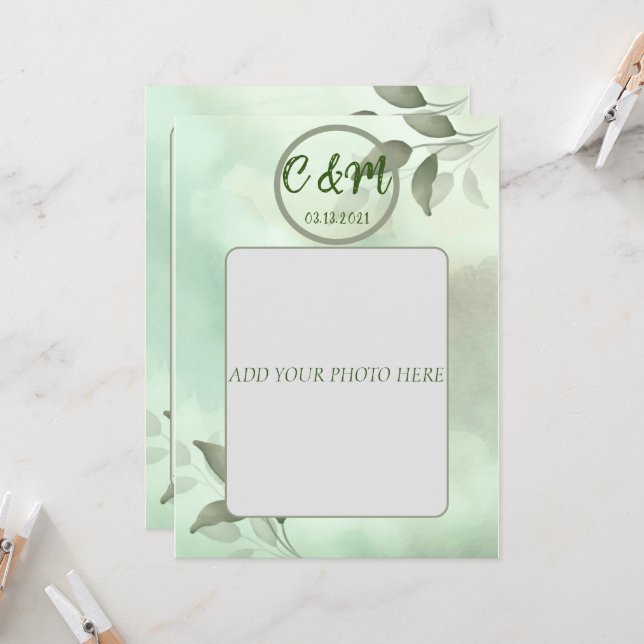 VÅR GRÖNSKAS BRÖLLOPSINVITATION PÅ VIETNAMESISKA INBJUDNINGAR (Fram/Back In Situ)