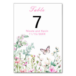 Vår Grönt Butterfly Blommigt Bröllop Bordsnummer